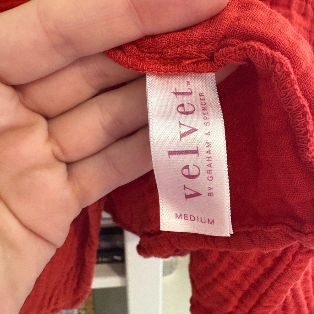 Velvet by Graham and Spencer Susie Cotton Gauze Red Dress - Picture 4 of 5